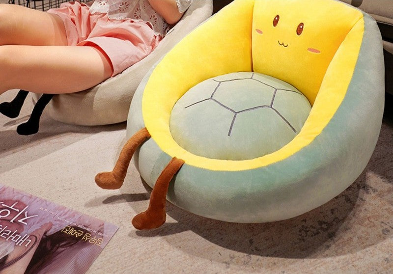 Solid Plush Square Mat Chair Cushion – Soft Cotton Padded Seat Mat for Office, Home & Outdoor Lounging Turtle Bee and Bee Shark Design