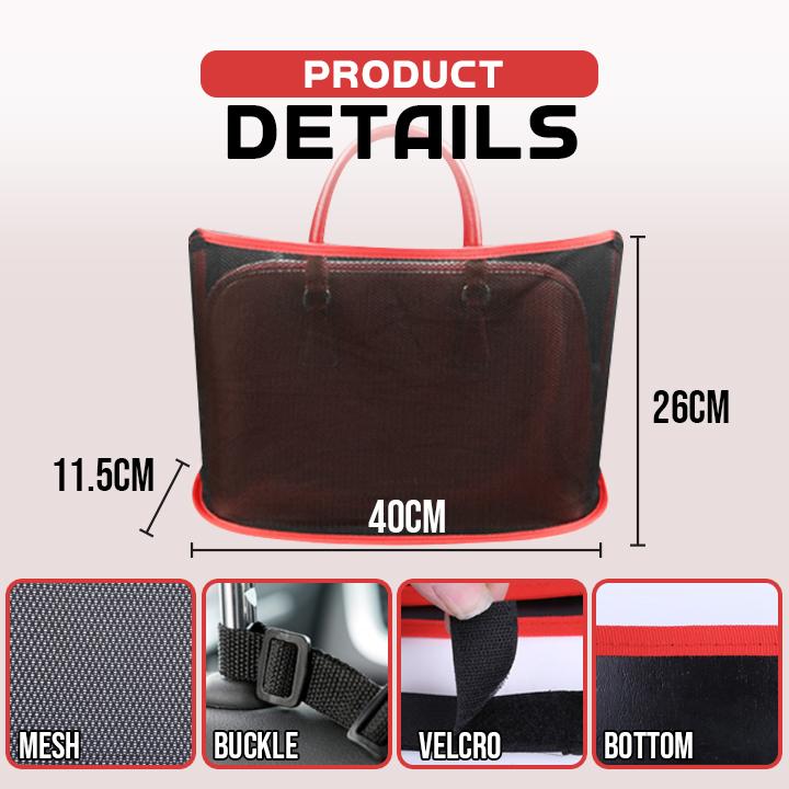 Car Net Pocket Handbag Holder, Purse Organizer Seat Side Storage Mesh netting Bag for car