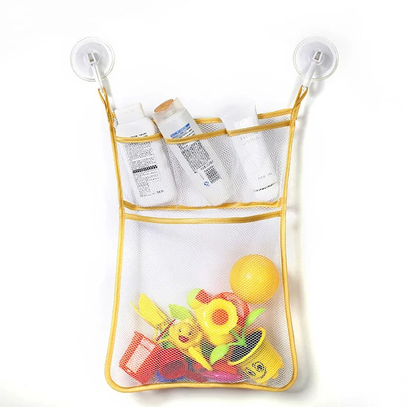 Dinosaur Baby Bath Toy Organizer – Mesh Bag with Suction Cups Keeps Toys Dry, Neat, and Off Your Tub Floor
