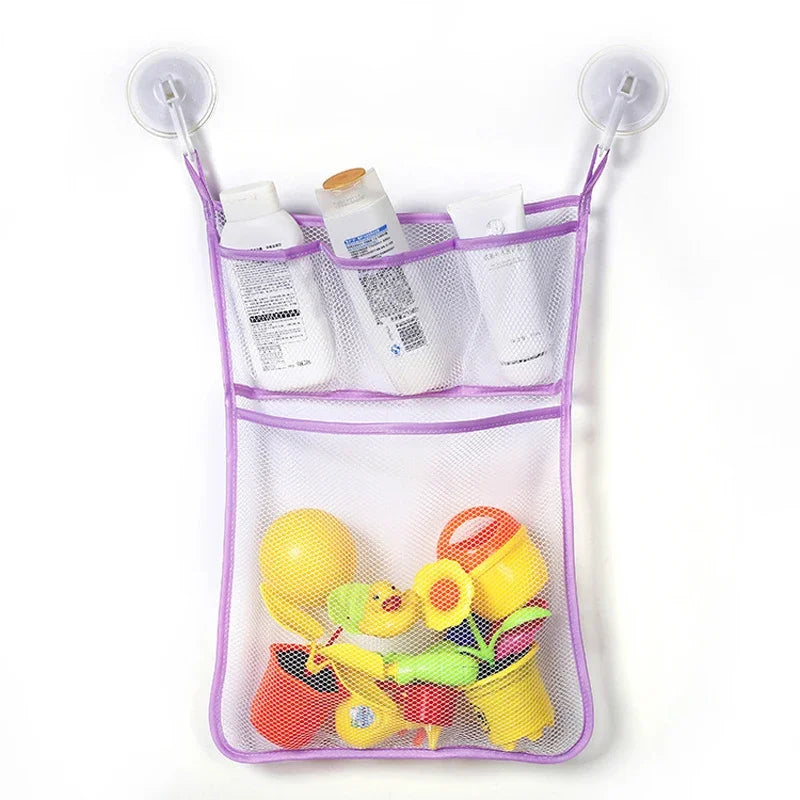 Dinosaur Baby Bath Toy Organizer – Mesh Bag with Suction Cups Keeps Toys Dry, Neat, and Off Your Tub Floor