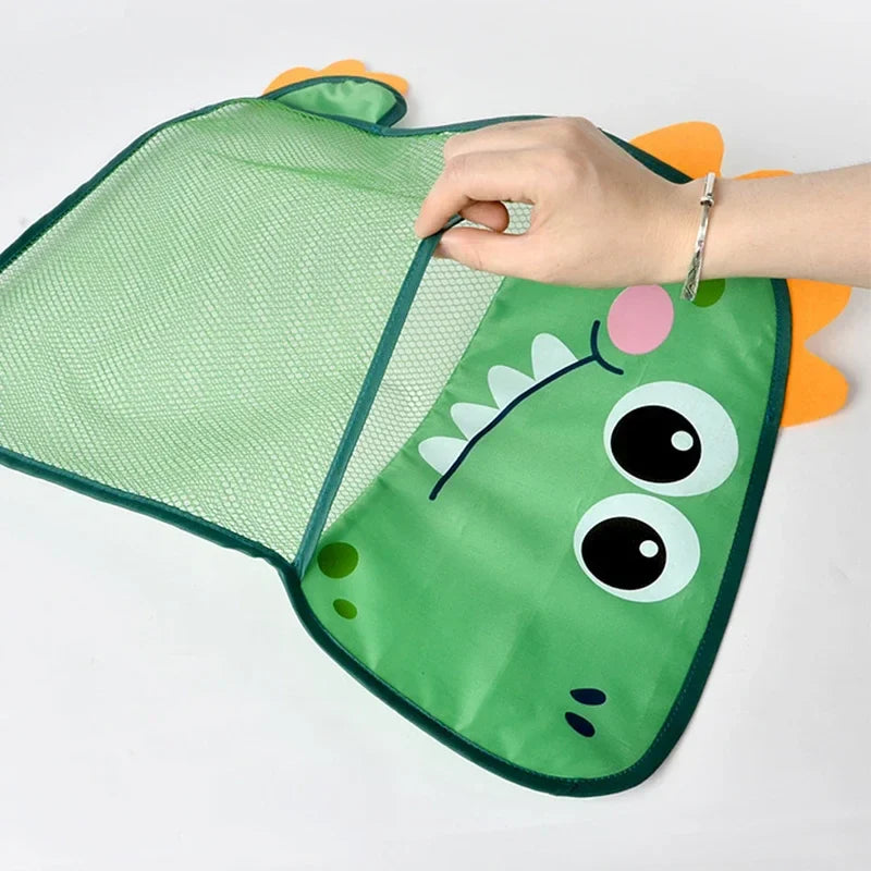 Dinosaur Baby Bath Toy Organizer – Mesh Bag with Suction Cups Keeps Toys Dry, Neat, and Off Your Tub Floor