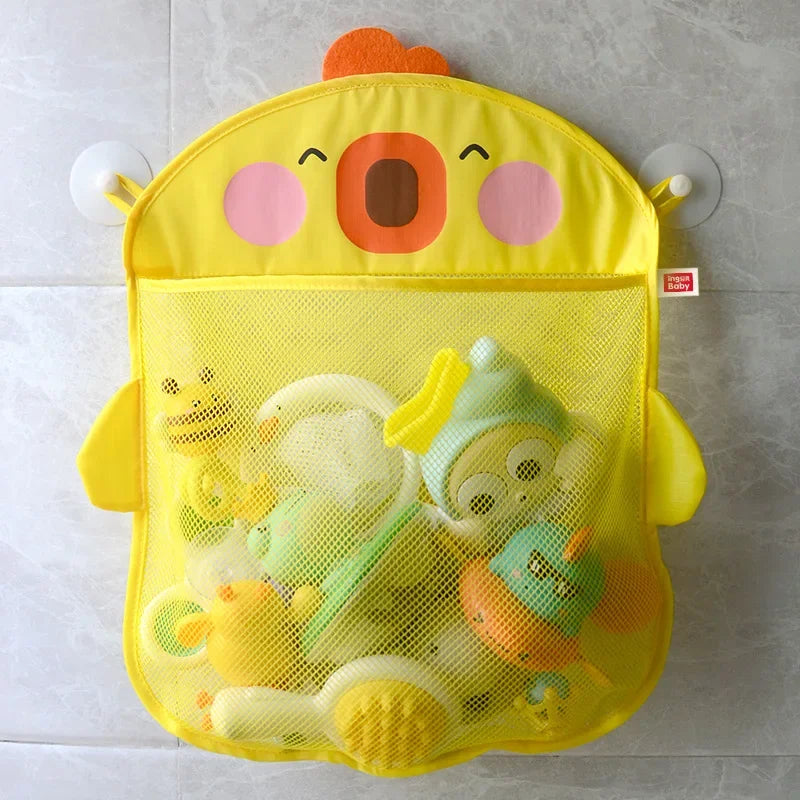 Dinosaur Baby Bath Toy Organizer – Mesh Bag with Suction Cups Keeps Toys Dry, Neat, and Off Your Tub Floor