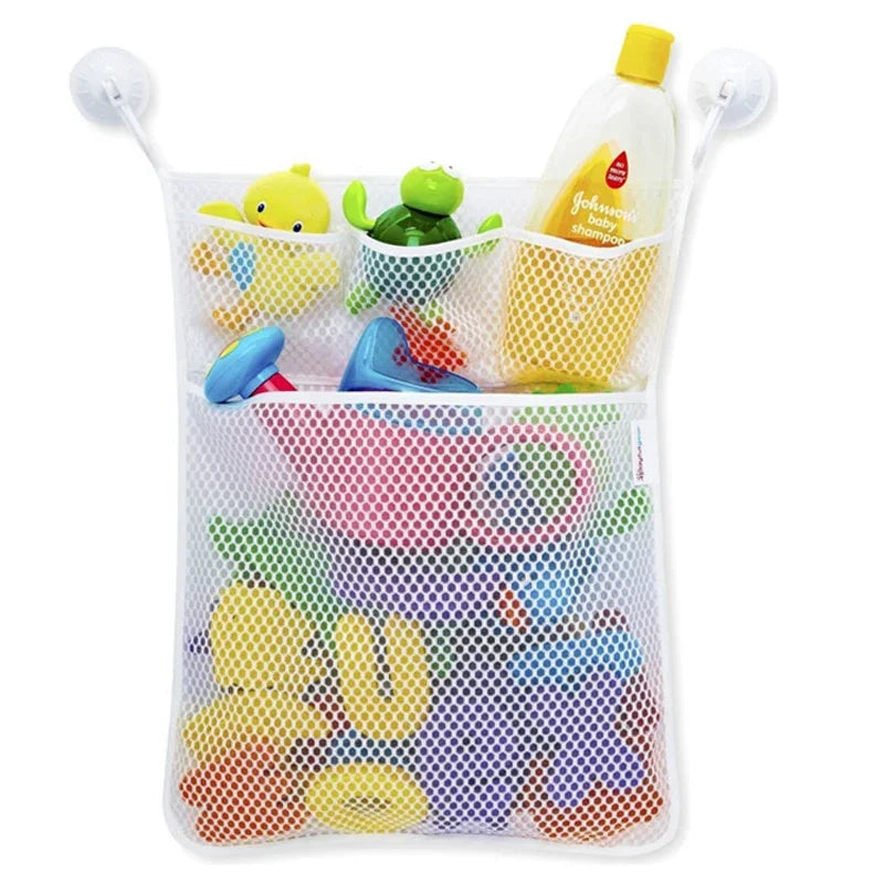 Dinosaur Baby Bath Toy Organizer – Mesh Bag with Suction Cups Keeps Toys Dry, Neat, and Off Your Tub Floor