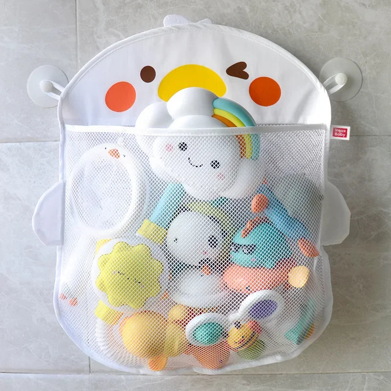 Dinosaur Baby Bath Toy Organizer – Mesh Bag with Suction Cups Keeps Toys Dry, Neat, and Off Your Tub Floor