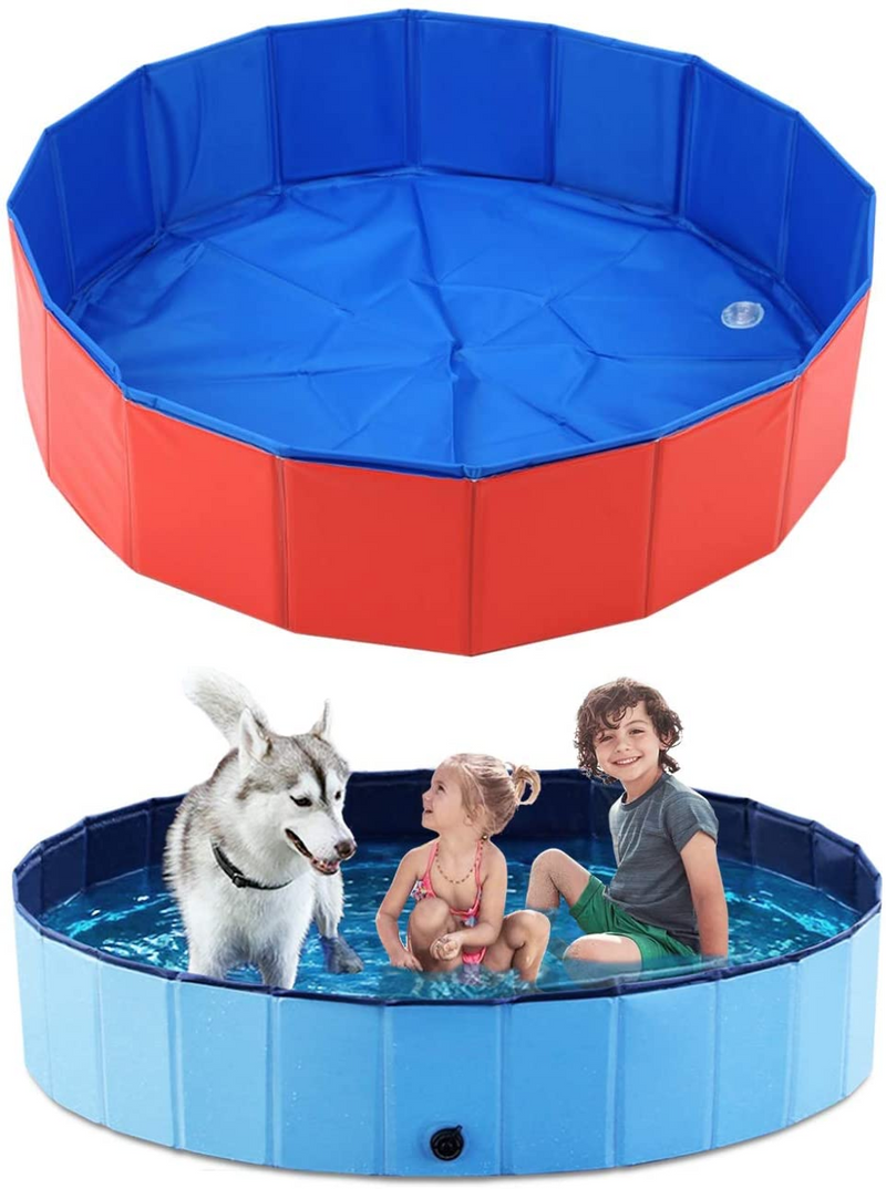 Dog & kids Swimming Pool, Foldable Large Doggy Swimming Pools, Blue & Red Bath Pool