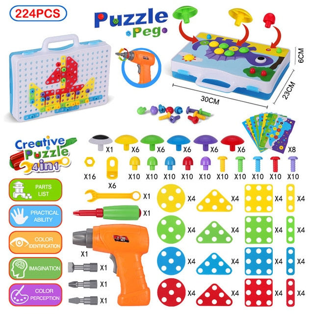 310 Pcs Drilling Mosaic Puzzle Toys, Best Popular Educational Fat Brain Toys For Kids