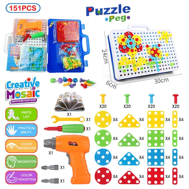 310 Pcs Drilling Mosaic Puzzle Toys, Best Popular Educational Fat Brain Toys For Kids