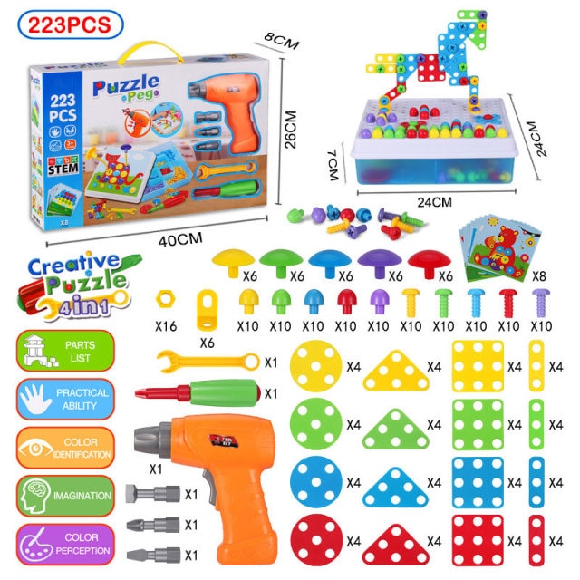 310 Pcs Drilling Mosaic Puzzle Toys, Best Popular Educational Fat Brain Toys For Kids