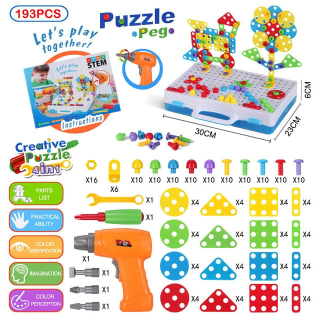 310 Pcs Drilling Mosaic Puzzle Toys, Best Popular Educational Fat Brain Toys For Kids