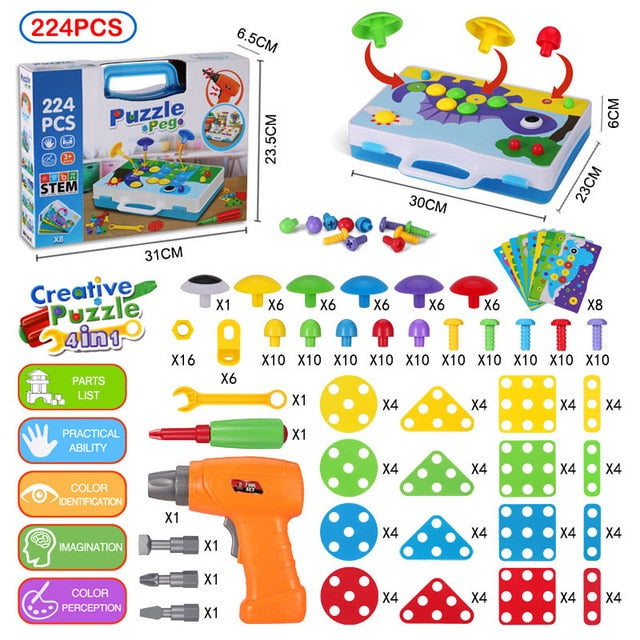 310 Pcs Drilling Mosaic Puzzle Toys, Best Popular Educational Fat Brain Toys For Kids