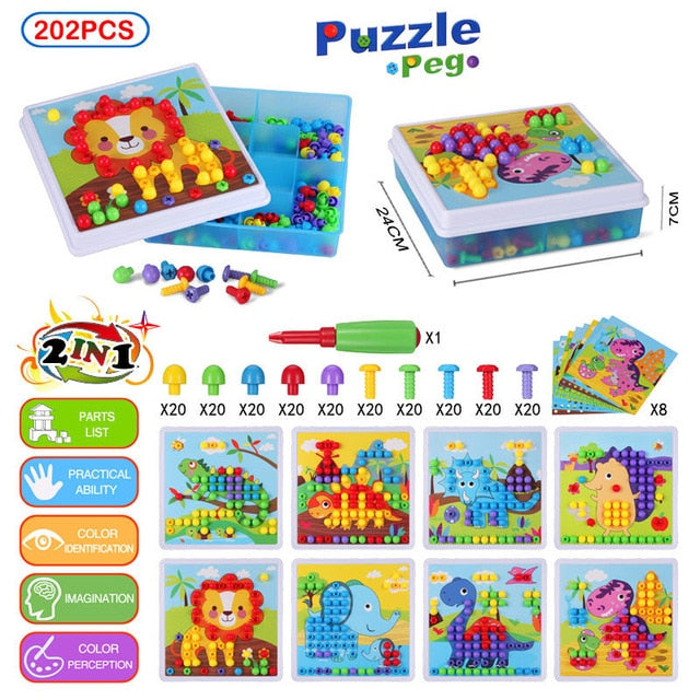 310 Pcs Drilling Mosaic Puzzle Toys, Best Popular Educational Fat Brain Toys For Kids