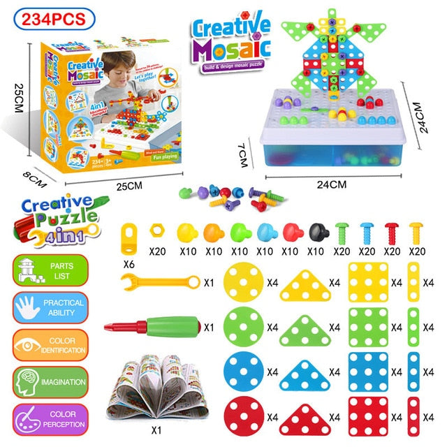 310 Pcs Drilling Mosaic Puzzle Toys, Best Popular Educational Fat Brain Toys For Kids