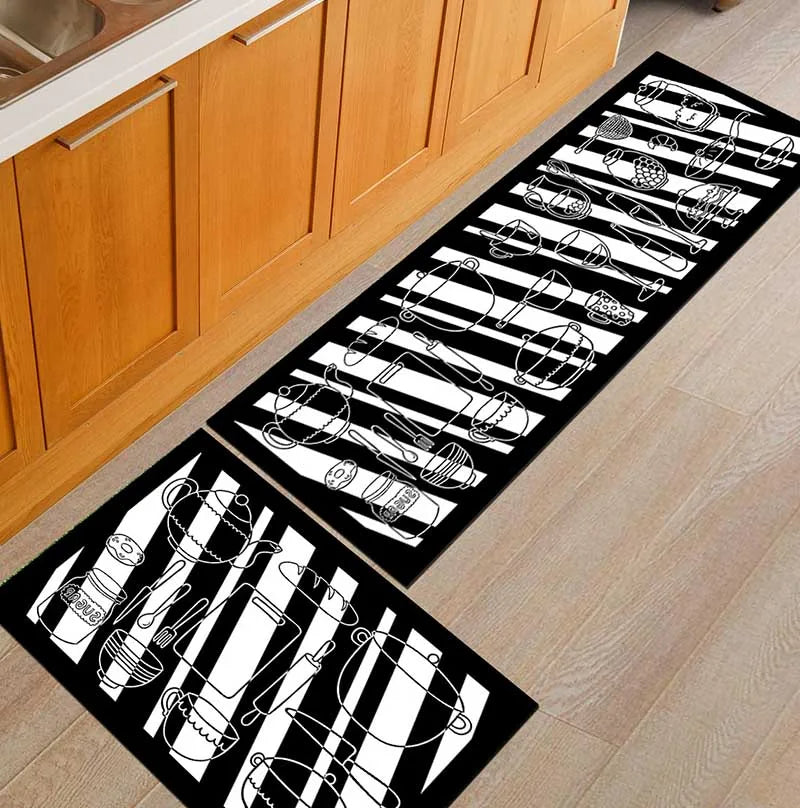 Modern Anti-Slip Kitchen Floor Mat – Geometric Print Area Rug for Bathroom, Balcony, Hallway, and Living Spaces