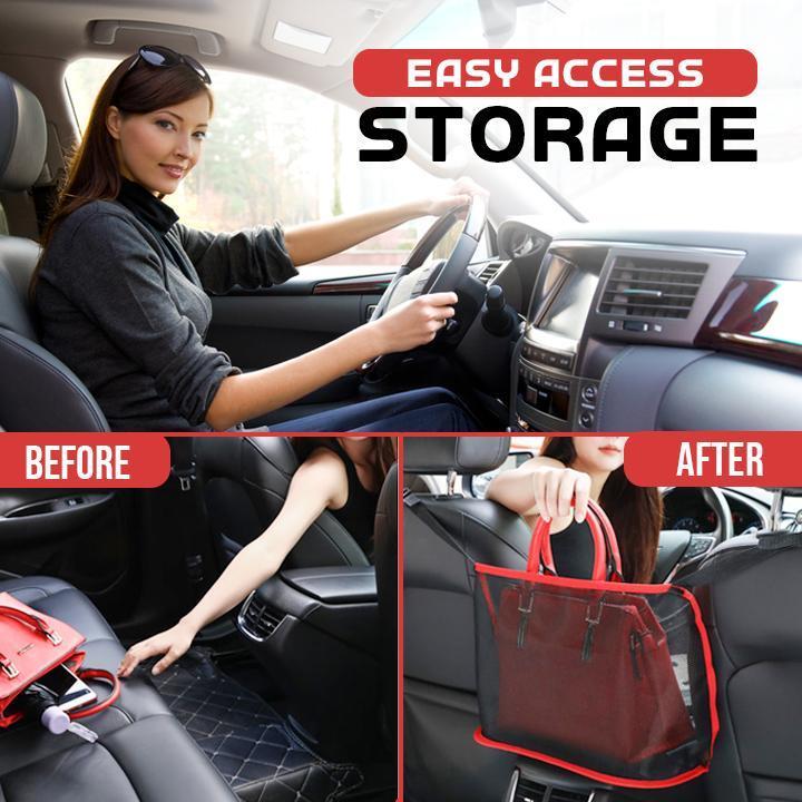 Car Net Pocket Handbag Holder, Purse Organizer Seat Side Storage Mesh netting Bag for car