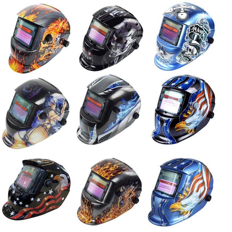 Auto Darkening Welding Helmet Skull Drawing Shield Solar Powered For Mig Mag Tig Elctrode Mask Protecte