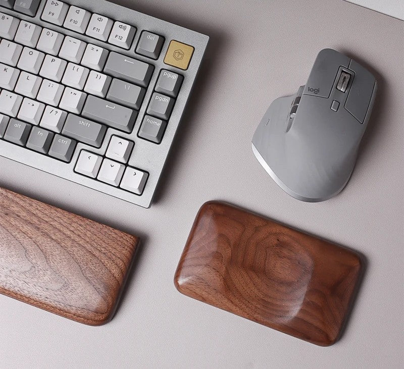 Solid Walnut Palm Rest - Wooden Wrist Support for Mouse & Keyboard Comfort