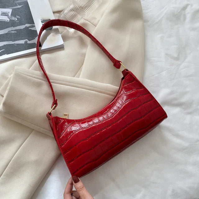 Fashion Alligator Pattern PU Leather Bag – Stylish Armpit Handbag for Women, Small Messenger Purse for Daily Essentials