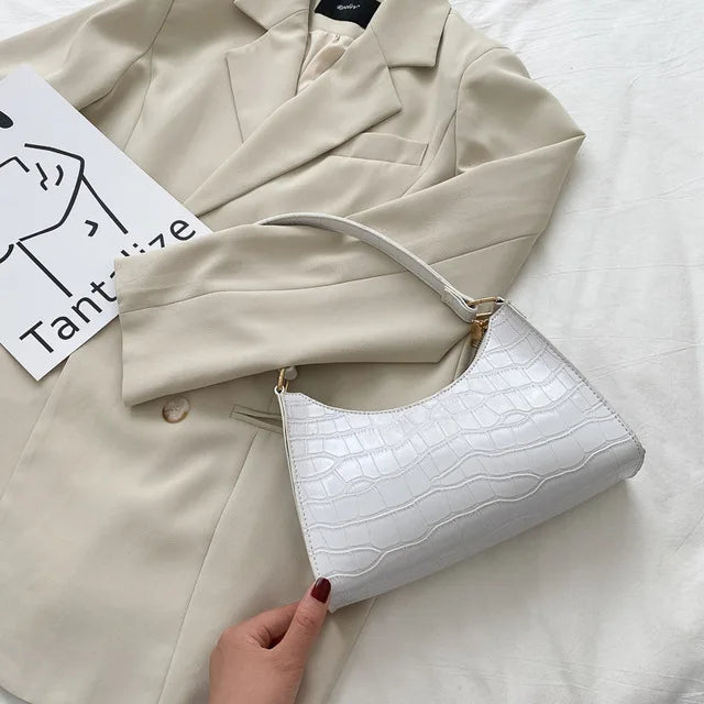 Fashion Alligator Pattern PU Leather Bag – Stylish Armpit Handbag for Women, Small Messenger Purse for Daily Essentials