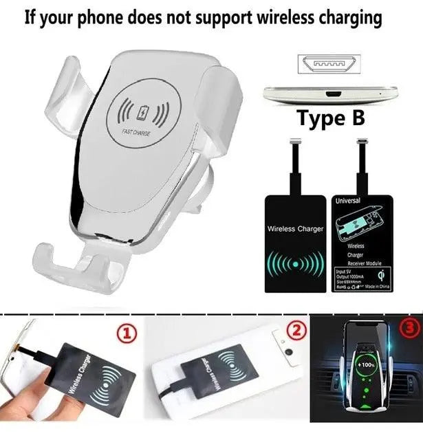 Fast Qi, Car Wireless Charger and Holder For iPhone and Samsung