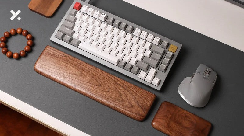 Solid Walnut Palm Rest - Wooden Wrist Support for Mouse & Keyboard Comfort