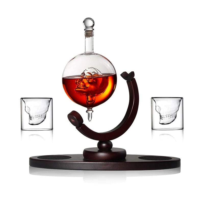 Premium Liquor Decanter Set with Skull Shot Glasses