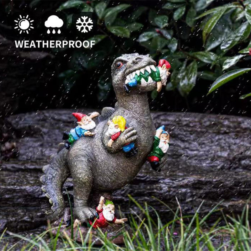 Dinosaur Eating Gnomes Garden Statue