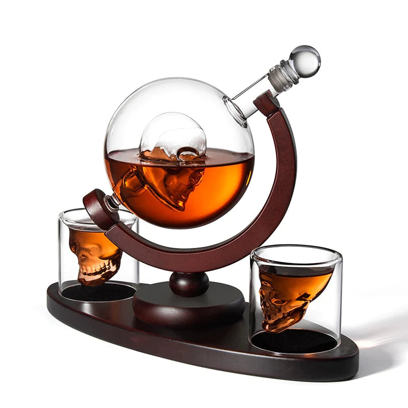 Premium Liquor Decanter Set with Skull Shot Glasses