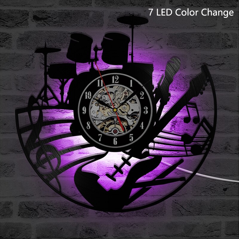 Music-Themed Vinyl Clocks With LEDs