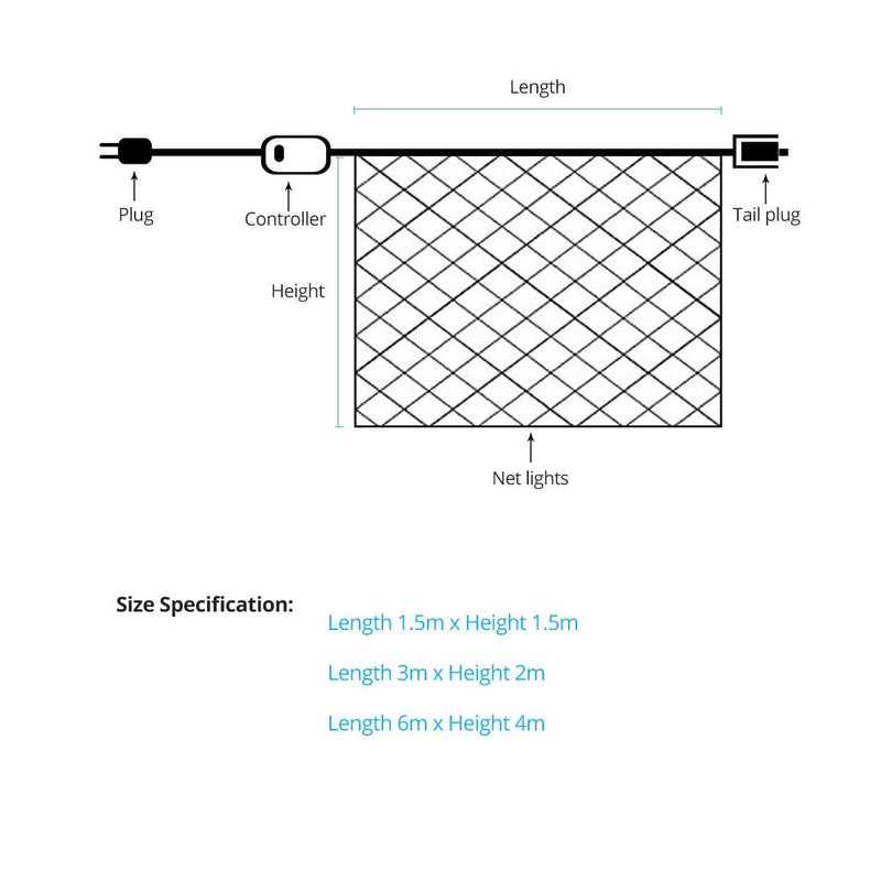 Outdoor Garden LED Net Mesh String Lights