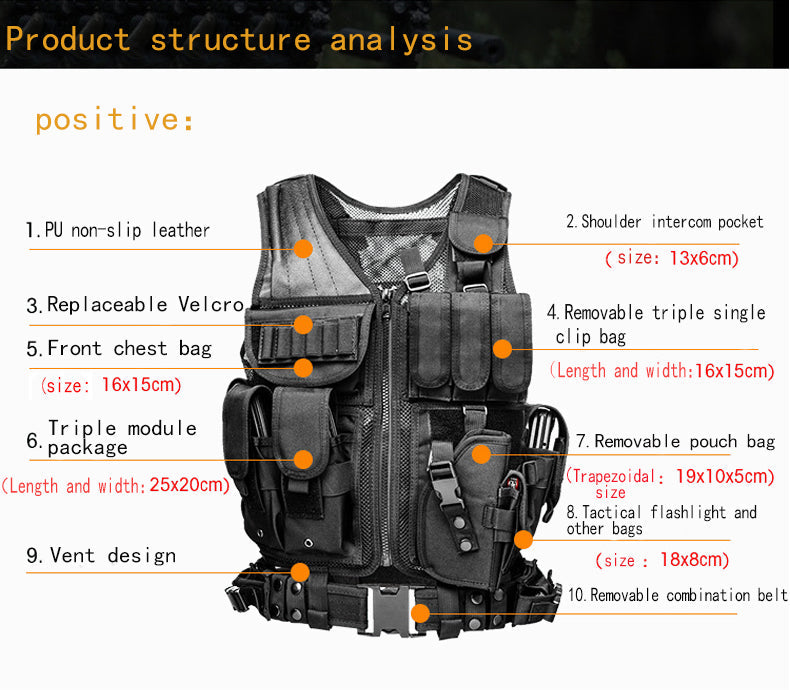 Tactical Molle Vest Army Military Combat Armor Airsoft Vest Mens Hunting Gear Paintball Equipment Multi-pocket Protective Vest