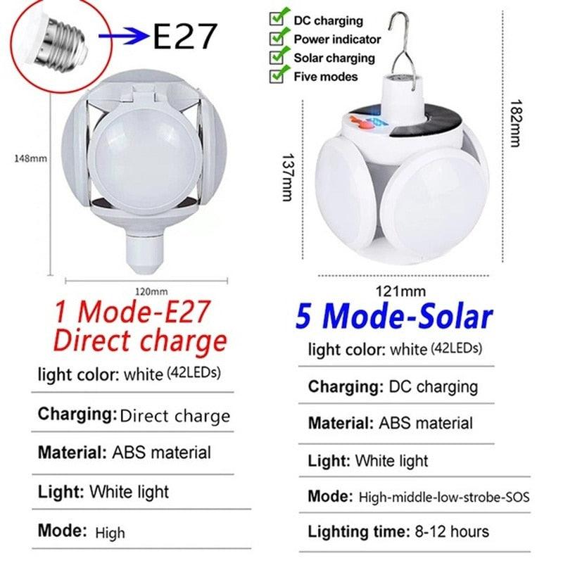 Foldable LED Solar Rechargeable Outdoor Waterproof Lamps