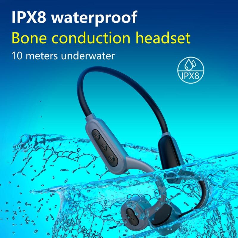 Wireless IPX8 Waterproof Swimming Bone Conduction 16 GB Headphones