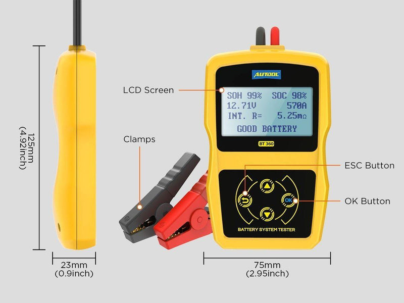 12V Digital Car Battery Tester Diagnostic Battery Tester Analyzer Vehicle Cranking Charging Scanner Tool