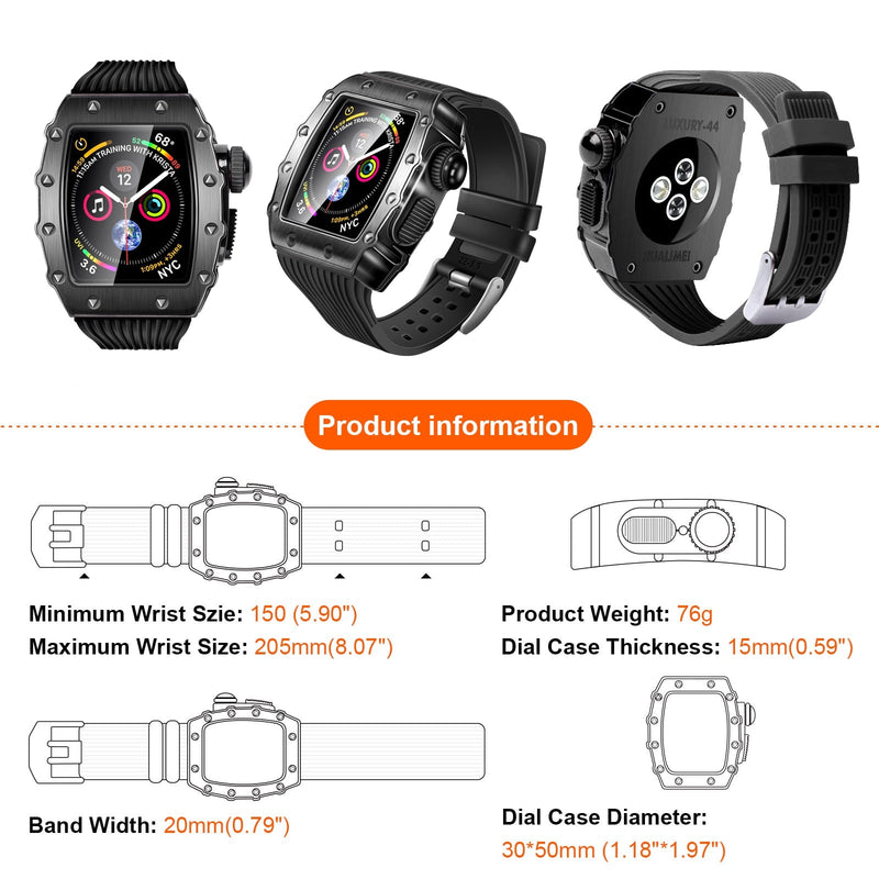 Luxury Metal Case with Silicone Band Modification Kit for Apple Watch