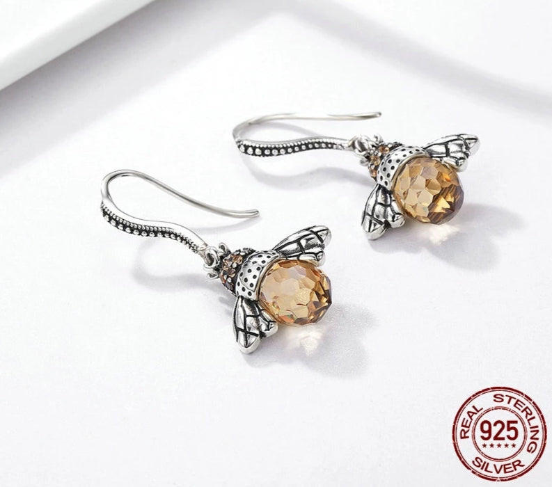 Dancing Bees Earrings - 925 Sterling Silver