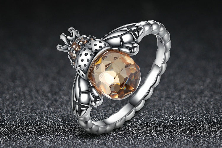 Dancing Bees Ring - 925 Sterling Silver