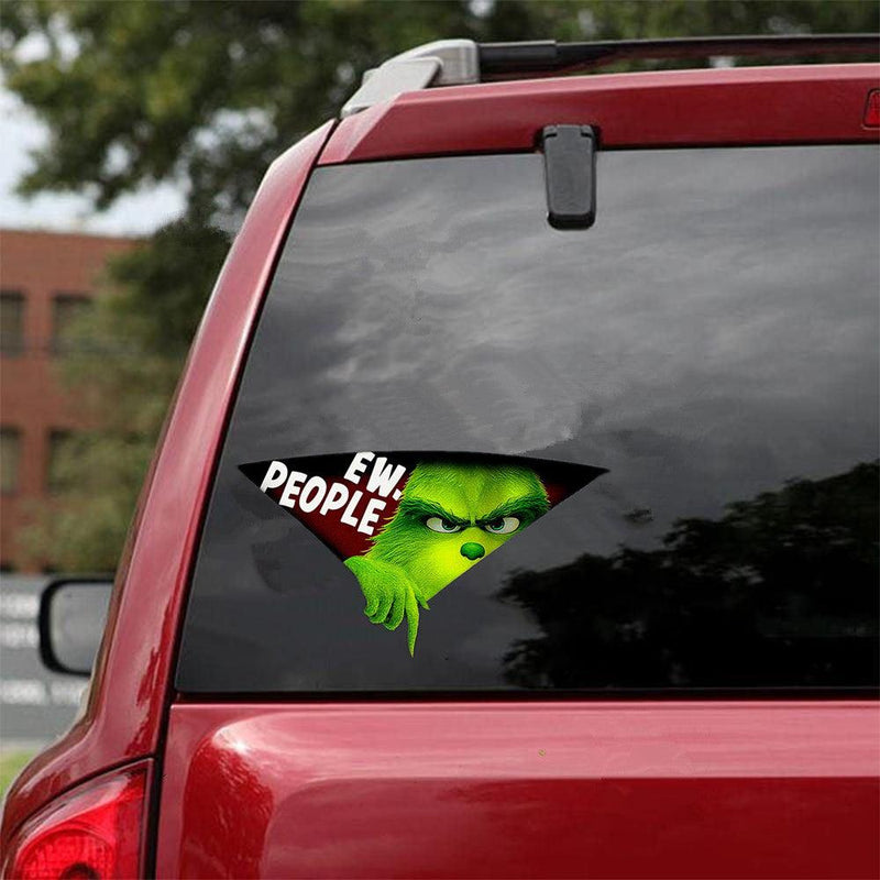 3D Green Haired Monster Christmas Car Cracked Car Decal Sticker Waterproof Easy Install PVC Vinyl Home Decoration