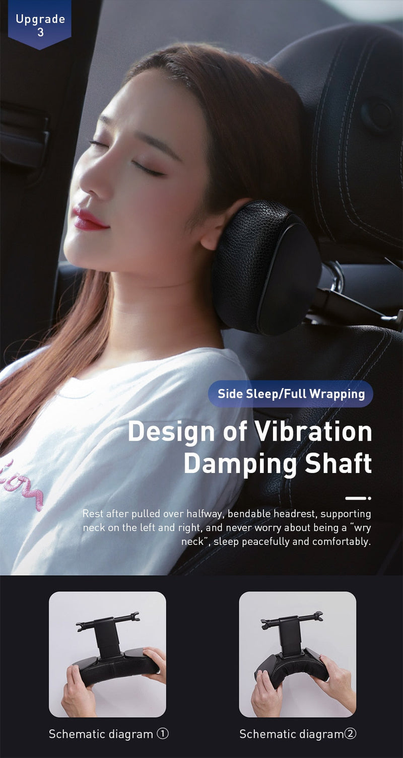 Adjustable Leather Car Neck Pillow