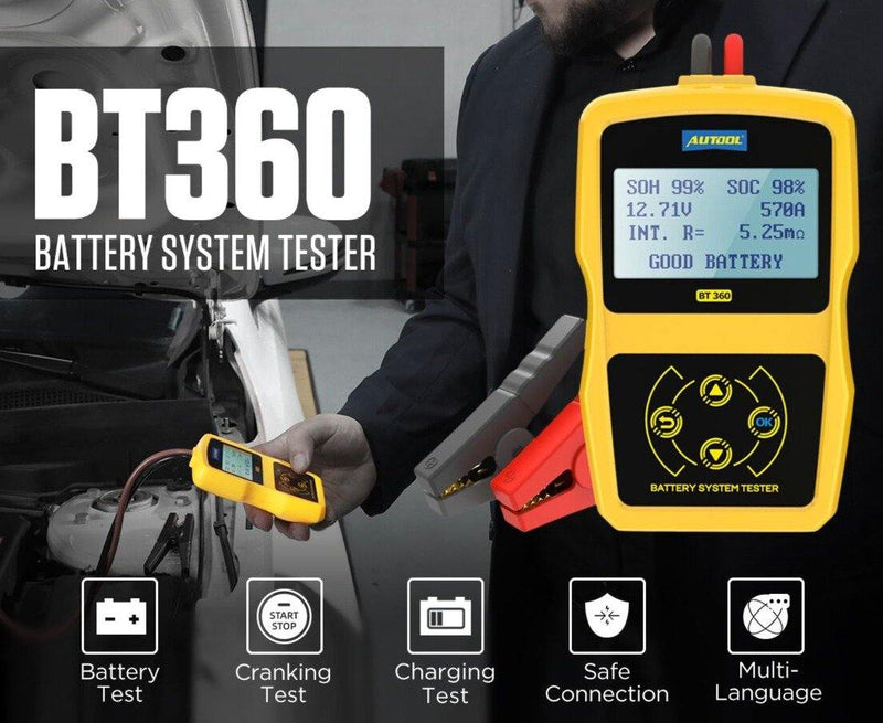 12V Digital Car Battery Tester Diagnostic Battery Tester Analyzer Vehicle Cranking Charging Scanner Tool