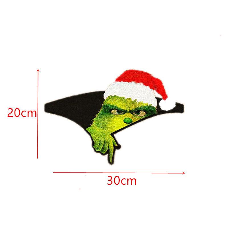 3D Green Haired Monster Christmas Car Cracked Car Decal Sticker Waterproof Easy Install PVC Vinyl Home Decoration