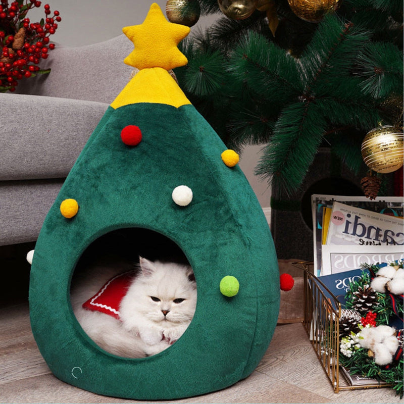 Christmas Tree Shaped Cat Bed