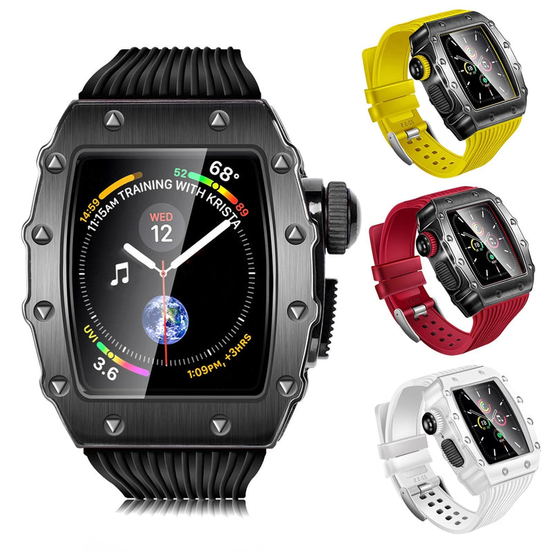 Luxury Metal Case with Silicone Band Modification Kit for Apple Watch