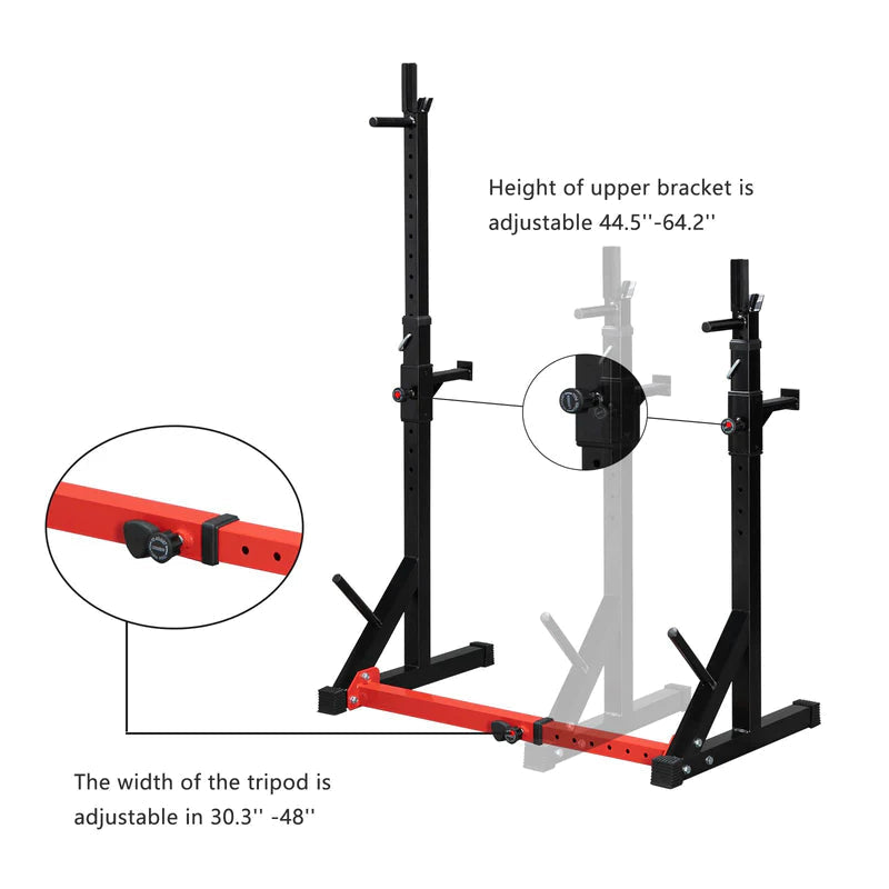 ADJUSTABLE MULTI-FUNCTION SQUAT RACK AND BENCH