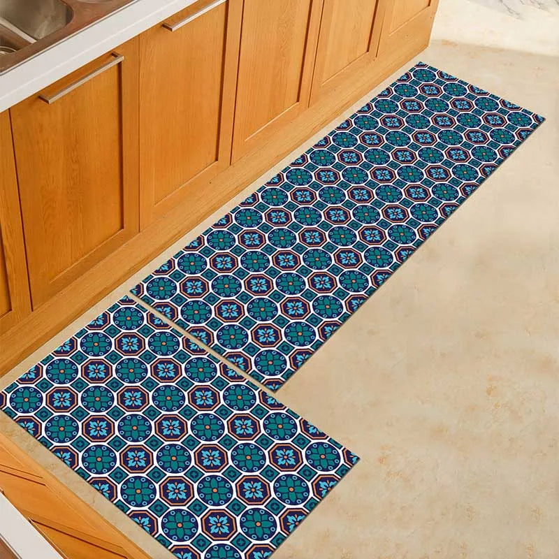 Modern Anti-Slip Kitchen Floor Mat – Geometric Print Area Rug for Bathroom, Balcony, Hallway, and Living Spaces