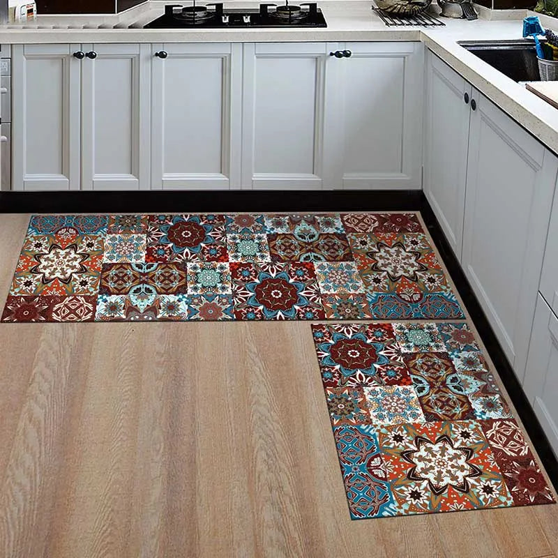 Modern Anti-Slip Kitchen Floor Mat – Geometric Print Area Rug for Bathroom, Balcony, Hallway, and Living Spaces