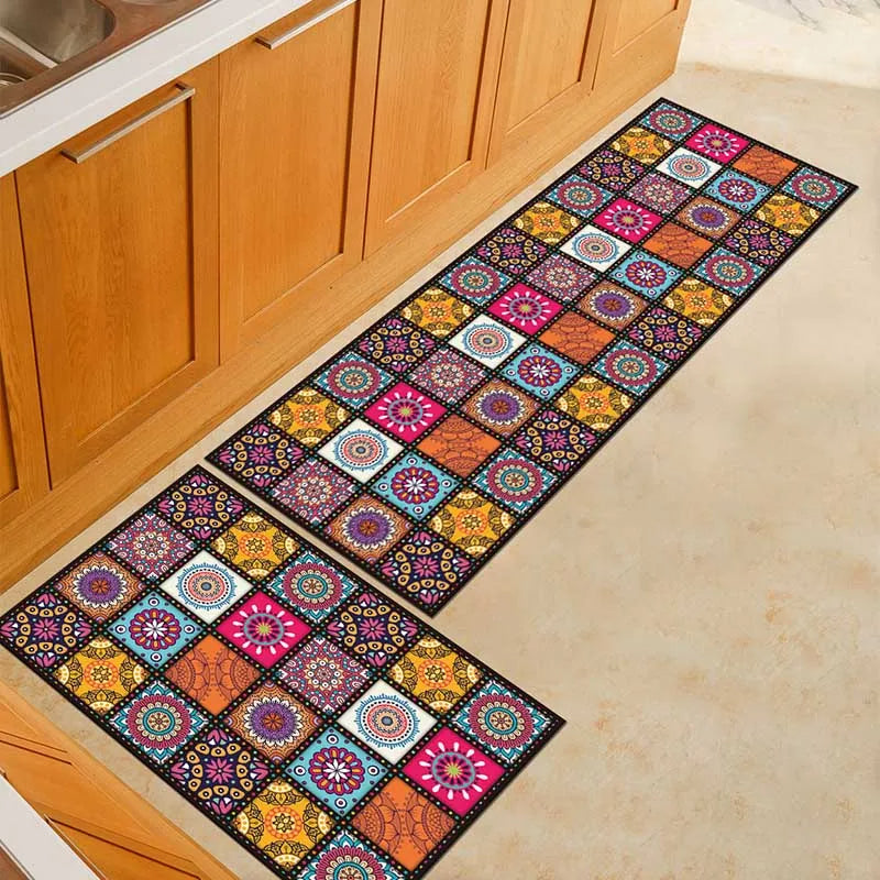 Modern Anti-Slip Kitchen Floor Mat – Geometric Print Area Rug for Bathroom, Balcony, Hallway, and Living Spaces