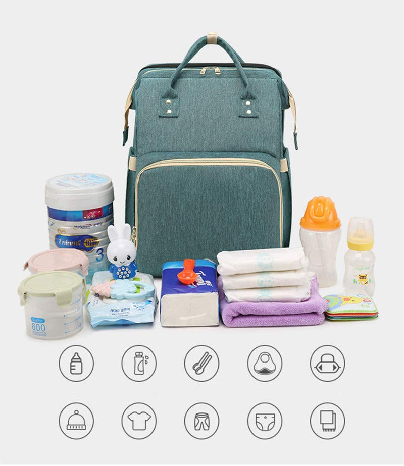 Portable Folding Baby Diaper Bag – Backpack Style, Large Capacity Stroller Organizer for Stylish Moms On-the-Go