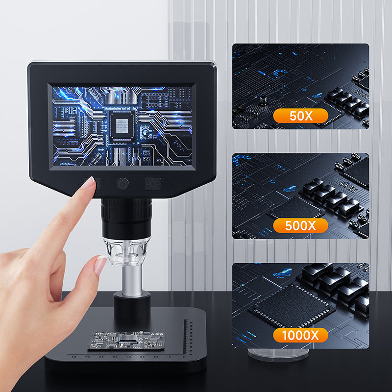 LCD Digital Microscope – 4.3" Screen 1080P Zoom from 50–1000x for PCB Inspection, Electronic Repair, and Scientific Precision Clarity