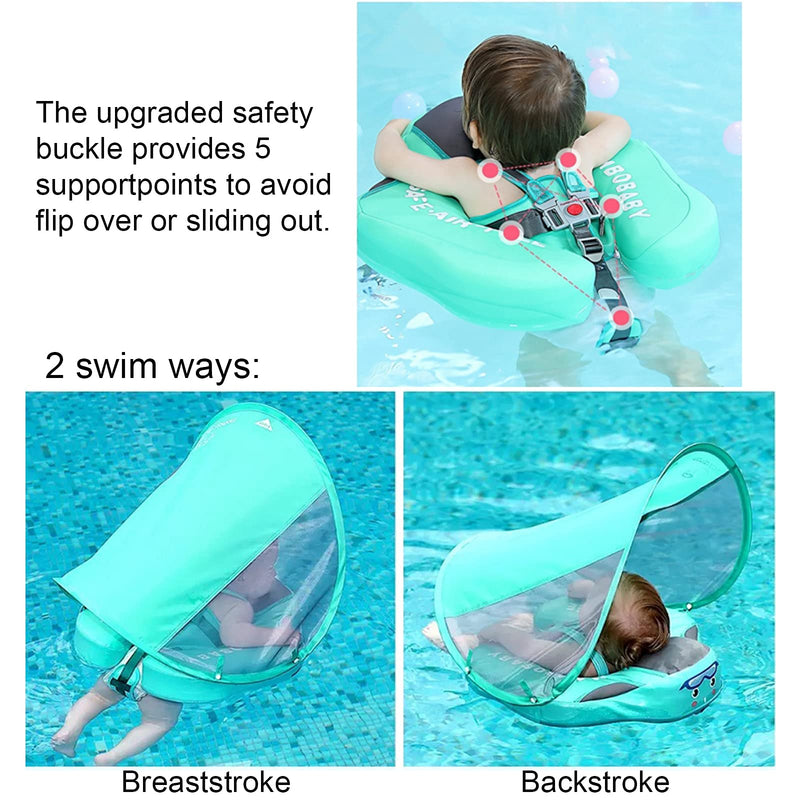 Baby Swim Float with Canopy Non-Inflatable Solid Baby Kid Float