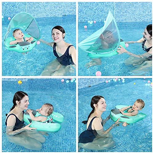 Baby Swim Float with Canopy Non-Inflatable Solid Baby Kid Float